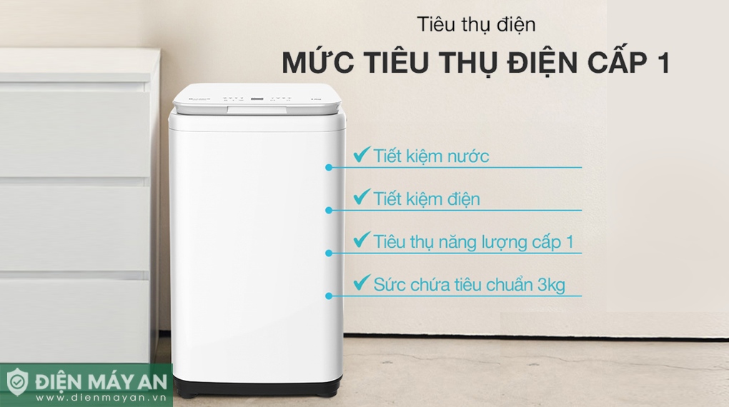 Máy giặt mini nhiệt độ cao Lumias 3 kg WS050WH